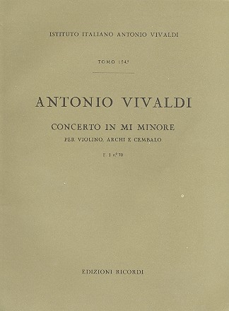 Concerto in mi minore per violino, archi e cembalo partitura