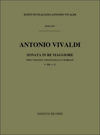 Sonate D-Dur F.XIII,22 fr 2 Violinen und Bc Partitur