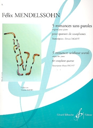 5 Romances sans paroles pour 4 saxophones (SATBar) partition et parties