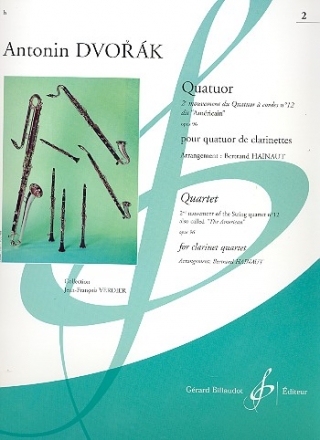 Quatuor  cordes no.12 op.96 (2e movement) pour 3 clarinettes et clarinette basse partition et parties