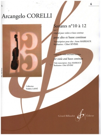 Sonates no.10  12 op.5 pour violon et basse continue pour alto et basse continue