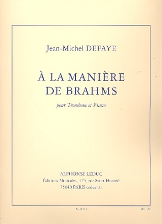  la manire de Brahms pour trombone et piano