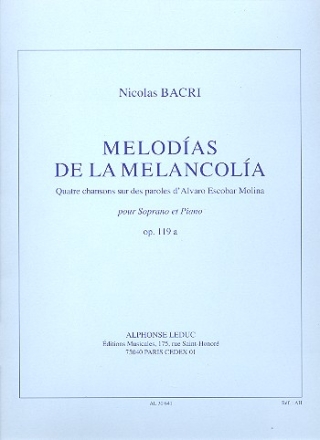 Melodias de la melancolia op.119a pour soprano et piano