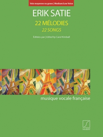 22 Mlodies pour voix moyenne (grave) et piano partition