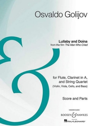 Lullaby and Doina for flute, clarinet in A and string quartet score and parts