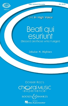 Beati qui esuriunt for soloists, female chorus and percussion score