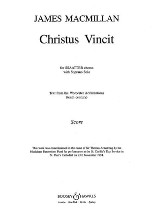 Christus Vincit fr Solo (S) und gemischter Chor (SSAATTBB) a cappella Chorpartitur