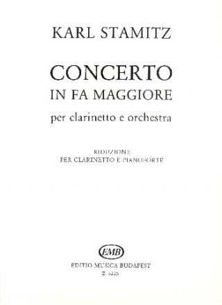 Concerto in fa maggiore per clarinetto e orchestra Klavierauszug mit Solostimme