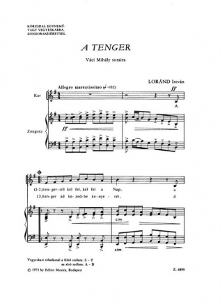 Lornd Istvn A tenger  Upper Voices or Mixed Voices and Accompaniment