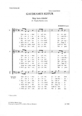 Gaudeamus igitur for mixed voices (SABar. T ad lib.) a cappella choral score