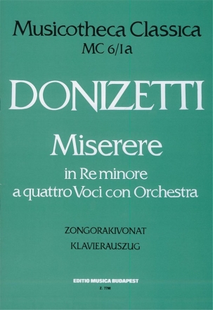 Gaetano Donizetti Miserere in re minore MC 6/1 Choir and Piano (Partitur)