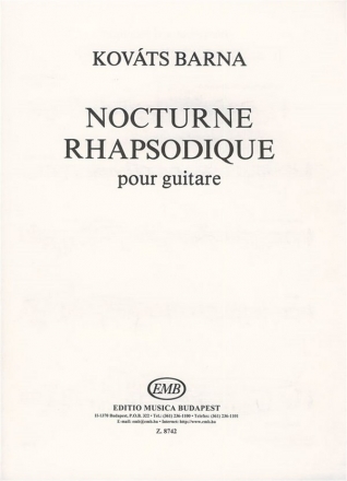 Kovts Barna Nocturne rhapsodique  Guitar