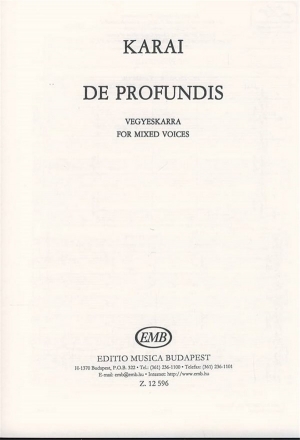 Karai Jozsef De Profundis  Psalm 130 Mixed Voices