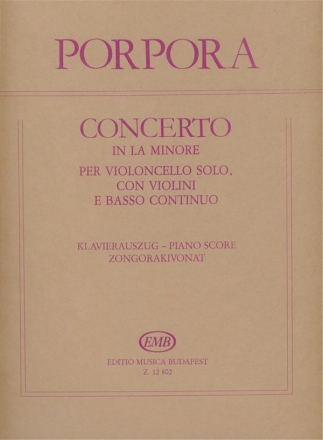 Nicola Porpora Concerto in la minore Violoncello and Piano (Partitur)