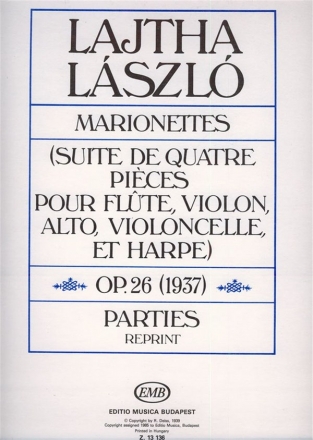 Lajtha Lszl Marionettes Suite for flute, violin, viola, violoncello and harp Mixed Chamber Quintet