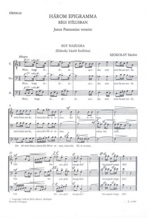 3 Epigrams in Old Style for male chorus (TBarB) score (ung)