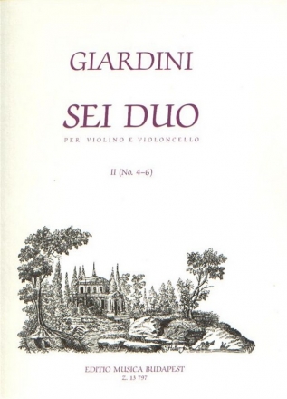 Felice de Giardini Sei Duo Per Violino E Violoncello Ii (No. 4-6) 2 String Instruments