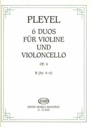 Ignaz Joseph Pleyel 6 Duos II Op. 4 Fr Violine Und Violoncello (No. 2 String Instruments