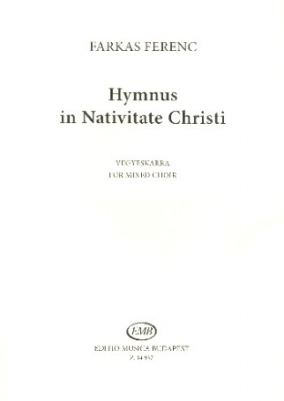 Hymnus in nativitate Christi for mixed chorus a cappella score