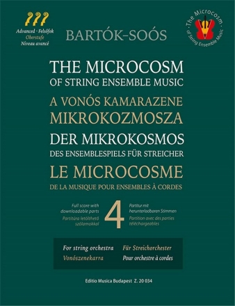 Bela Bartok, The Microcosm of String Ensemble Music 4 Streichorchester Partitur + Online-Audio