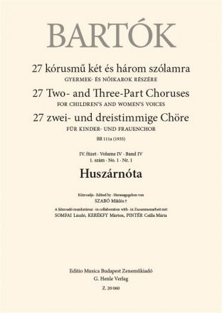 Bartok, Bela (Composer), Song of the Hussar / Huszrnta Children's Voices, Female Voices