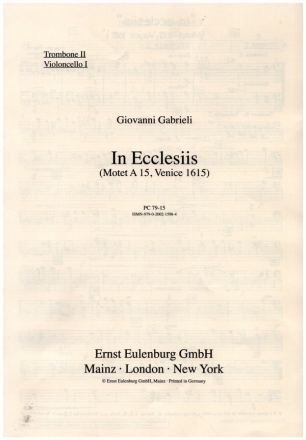 In ecclesiis fr gem Chor (SATB), Soli (SATB, auch chorisch), 6 Instrumente und Bc Posaune II / Violoncello I