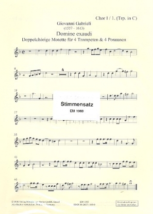 Domine exaudi fr 4 Trompeten und 4 Posaunen Stimmenset