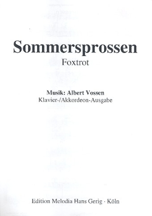 Sommersprossen: Einzelausgabe Gesang und Klavier