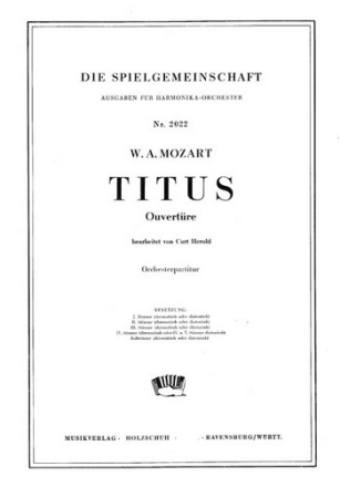 Mozart, Wolfgang Amadeus Titus Ouvertre Akkordeonorchester Partitur