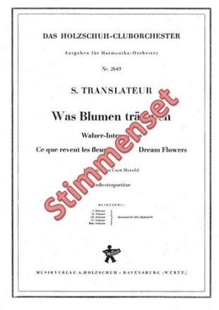 Translateur, Siegfried Was Blumen trumen Akkordeonorchester Stimmenset