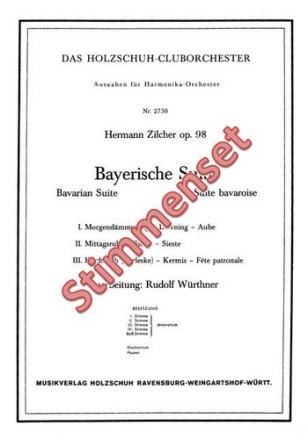 Zilcher, Hermann Bayerische Suite Akkordeonorchester Stimmenset