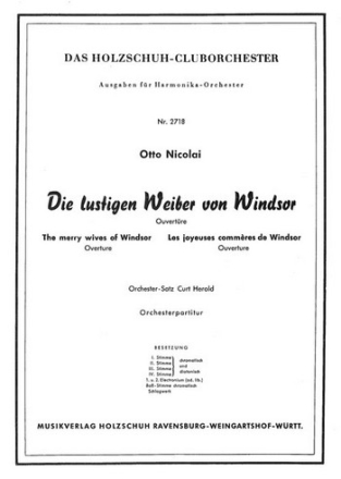 Nicolai, Otto Die lustigen Weiber von Windsor Akkordeonorchester Partitur