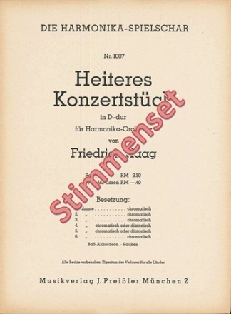 Haag, Friedrich Heiteres Konzertstck in D Akkordeonorchester Stimmenset