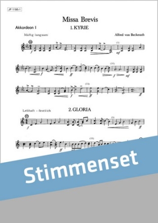 von Beckerath, Alfred Missa Brevis Akkordeonorchester Stimmenset