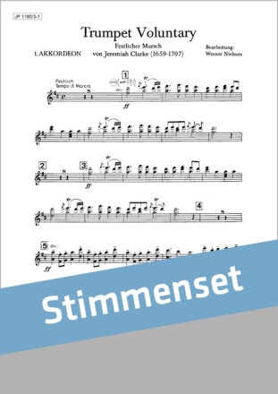 Jeremiah Clarke Festliche Musik (Satz 3) Trumpet Voluntary Akkordeon-Orchester Stimmen-Set