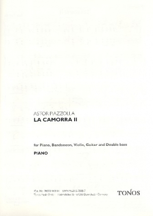 La Camorra no.2 for piano, bandoneon, violin, guitar and double bass parts