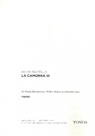 La Camorra no.3 for piano, bandoneon, violin, guitar and double bass parts
