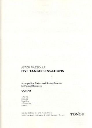 5 Tango Sensations fr Gitarre, 2 Violinen, Viola und Violoncello Stimmen