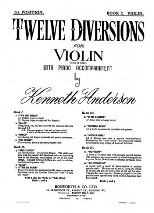 K. Anderson: Twelve Diversions 2 Violin, Piano Accompaniment Instrumental Work