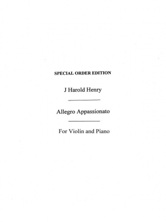 Henry, J H Allegro Appassionato Vln/Pf Violin, Piano Accompaniment Instrumental Work