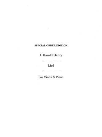 Henry, J H Lied Vln/Pf Violin, Piano Accompaniment Instrumental Work