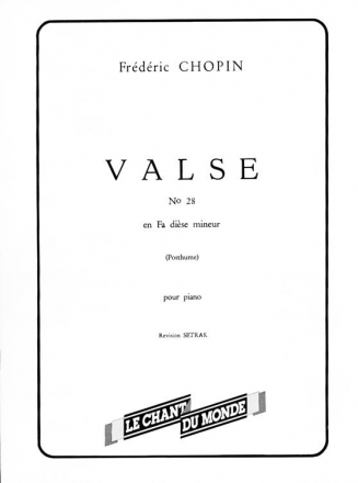 Frdric Chopin, Valse No. 28 En Fa Dise Mineur Klavier Buch