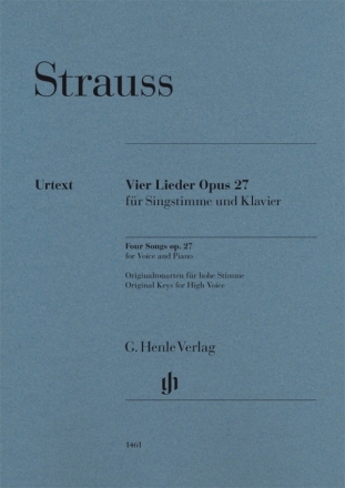 4 Lieder op.27 fr Gesang (hoch) und Klavier Urtext-Ausgabe