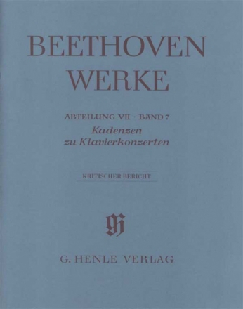 Smtliche Werke Abteilung 7 Band 7 Kadenzen zu Klavierkonzerten - Kritischer Bericht