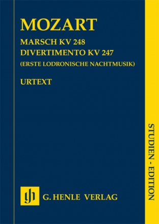 Marsch KV248  und  Divertimento KV247 fr 2 Hrner in F, 2 Violinen, Viola und Violoncello (Kontrabass) Studienpartitur