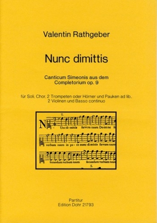 Nunc dimittis -Canticum Simeonis aus dem Complet Chor, Trompete (2) (Horn (2)) Pauke, Streicher, Basso continuo Partitur