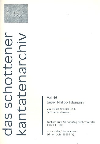 Das ist ein kstlich Ding TWV1:180 fr Soli, gem Chor, 2 Trompeten, 2 Violinen, Viola und Bc Stimenset (Harmonie-3-3-2-3)