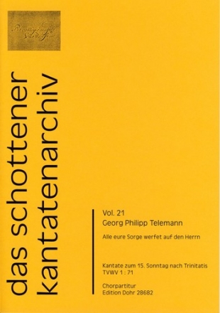 Telemann, Georg Philipp Alle eure Sorge werfet auf den Herrn fr zwei Violinen, Viola, (Alt), Gemischter Chor (4-st.) Chorpartitur