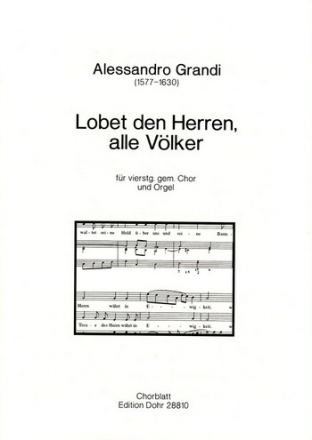 Grandi, Alessandro Lobet den Herren, alle Vlker fr vierstimmigen gemischten Chor und Or Gemischter Chor (4-st.), Orgel Chorpartitur