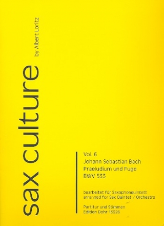 Prludium und Fuge BWV533 fr 5 Saxophone (Ensemble) (SAATBar) Partitur und Stimmen